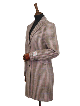 Harris Tweed Tori Coat - Pink/Grey Houndstooth