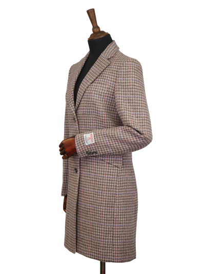 Harris Tweed Tori Coat - Pink/Grey Houndstooth