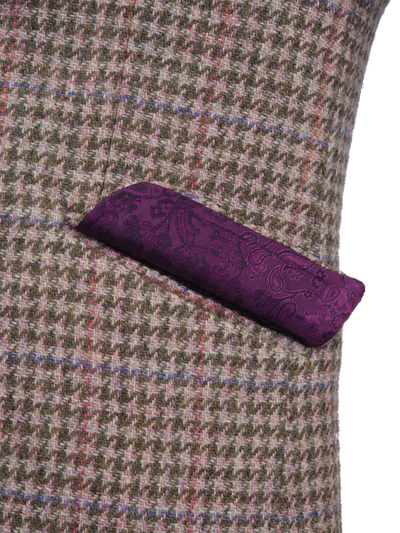 Harris Tweed Tori Coat - Pink/Grey Houndstooth