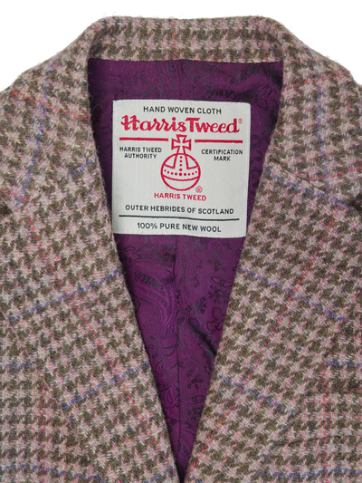 Harris Tweed Tori Coat - Pink/Grey Houndstooth