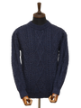 Unisex Aran Crew Neck Jumper - Denim