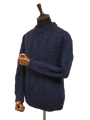 Unisex Aran Crew Neck Jumper - Denim