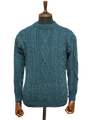 Unisex Aran Crew Neck Jumper Mallard