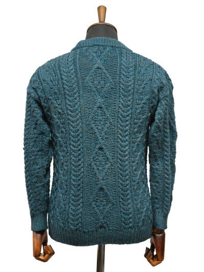 Unisex Aran Crew Neck Jumper Mallard