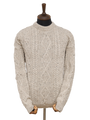 Unisex Aran Crew Neck Jumper - Oatmeal