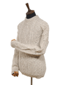Unisex Aran Crew Neck Jumper - Oatmeal