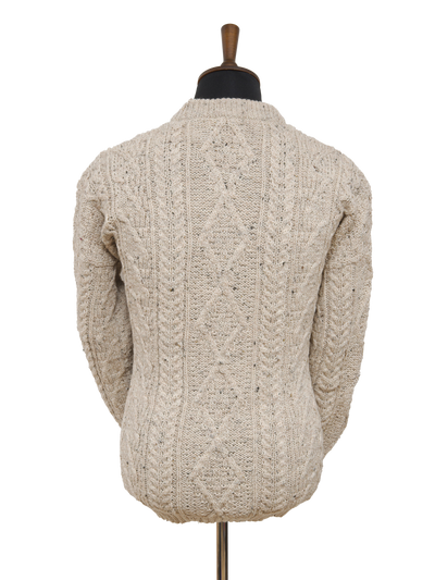 Unisex Aran Crew Neck Jumper - Oatmeal