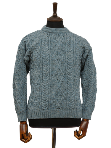 Unisex Aran Crew Neck Jumper - SummerStorm