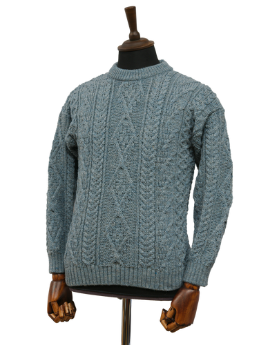 Unisex Aran Crew Neck Jumper - SummerStorm