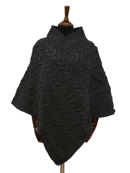 V-Neck Poncho Charcoal