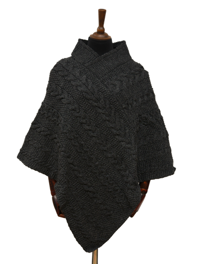 V-Neck Poncho Charcoal