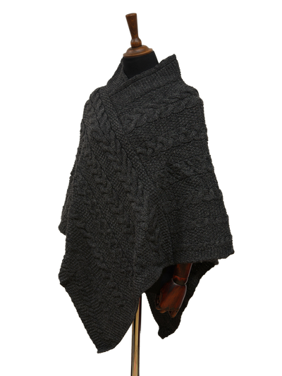 V-Neck Poncho Charcoal