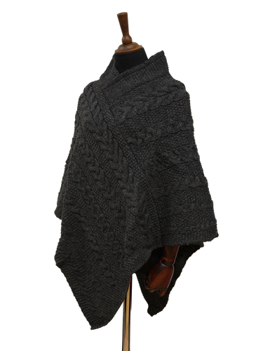 V-Neck Poncho - Charcoal