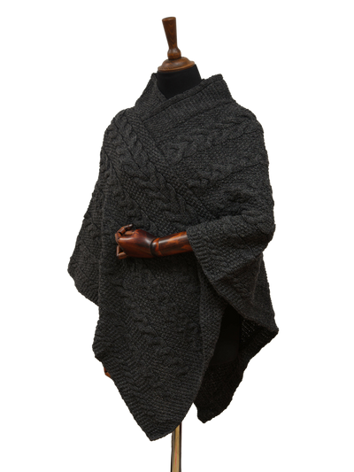 V-Neck Poncho Charcoal