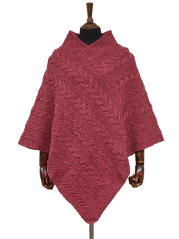 V-Neck Poncho Coral