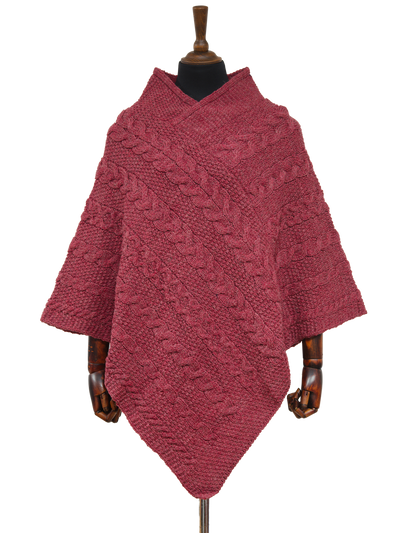 V-Neck Poncho Coral