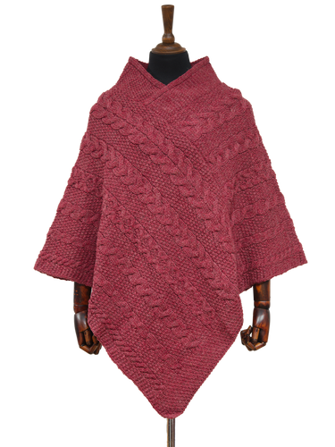 V-Neck Poncho - Coral