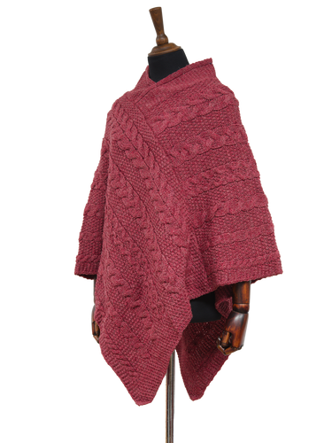 V-Neck Poncho - Coral