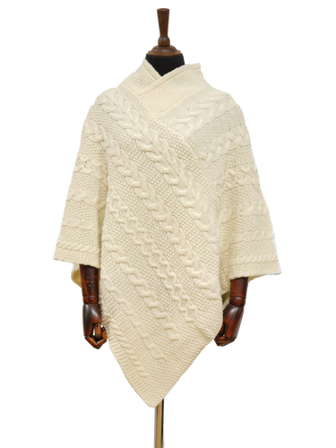 V-Neck Poncho - Ecru