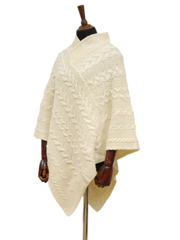 V-Neck Poncho Ecru