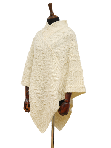 V-Neck Poncho - Ecru