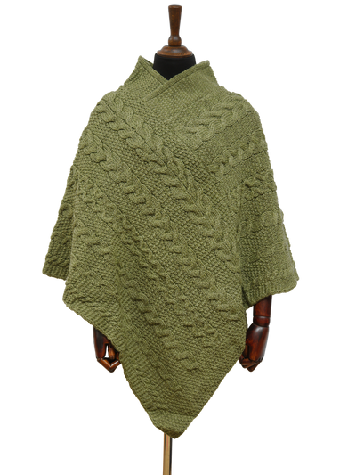 V-Neck Poncho Green