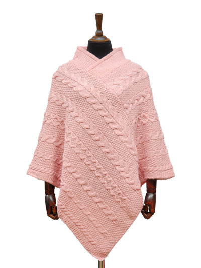 V-Neck Poncho Pink