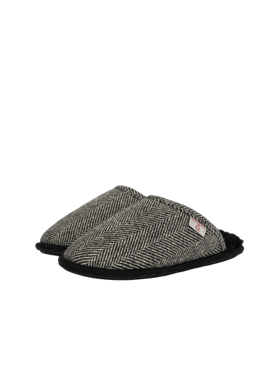 Harris Tweed William Slippers - Black/White HB