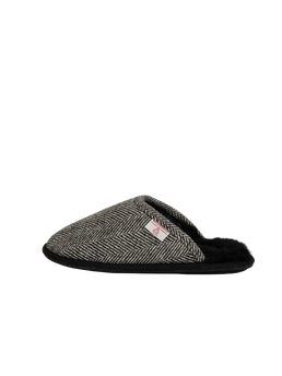 Harris Tweed William Slippers - Black/White HB