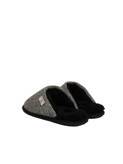 Harris Tweed William Slippers - Black/White HB