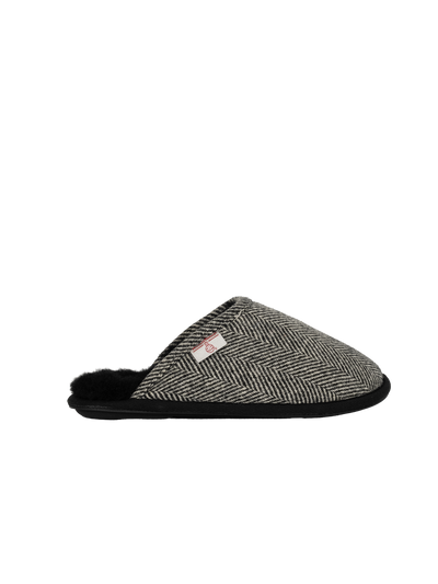 Harris Tweed William Slippers - Black/White HB