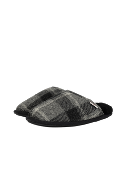 Harris Tweed William Slippers - Black Tartan Check