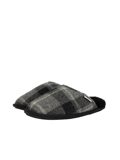Harris Tweed William Slippers - Black Tartan Check