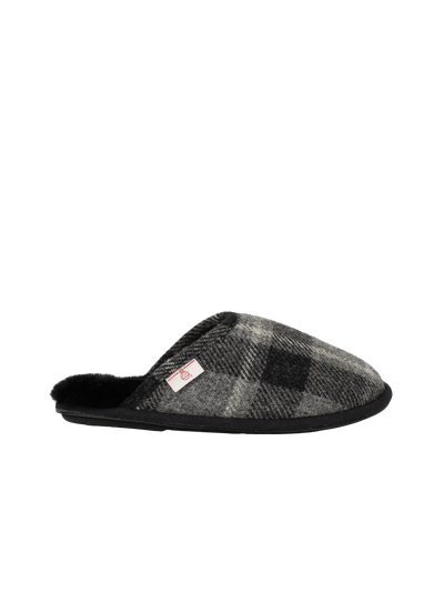 Harris Tweed William Slippers - Black Tartan Check