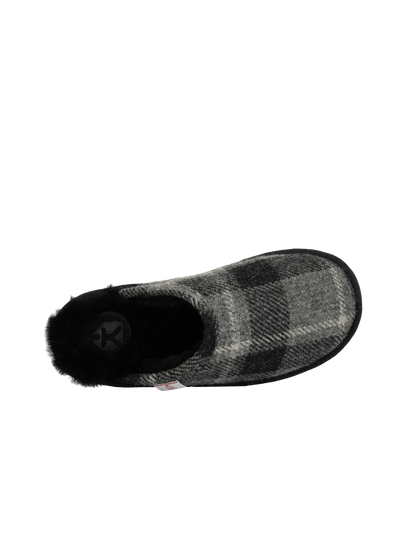 Harris Tweed William Slippers - Black Tartan Check