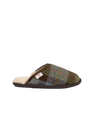 Harris Tweed William Slippers - Chocolate/Green Check