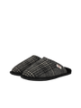 Harris Tweed William Slippers - Grey/Black Tartan Check