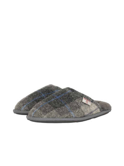 Harris Tweed William Slippers - Grey/Charcoal Check (Grey)