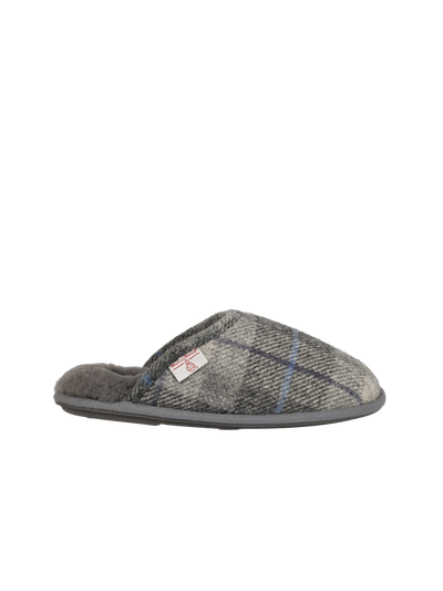 Harris Tweed William Slippers - Grey/Charcoal Check (Grey)