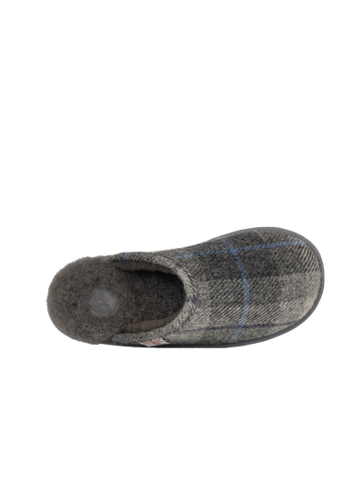 Harris Tweed William Slippers - Grey/Charcoal Check (Grey)