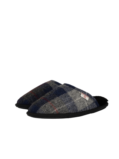 Harris Tweed William Slippers - Navy/Black Check