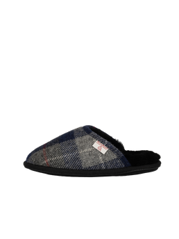 Harris Tweed William Slippers - Navy/Black Check