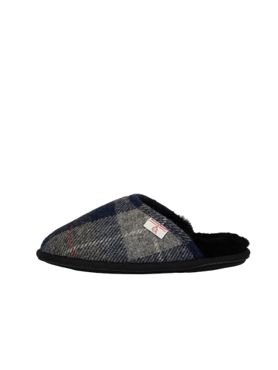 Harris Tweed William Slippers - Navy/Black Check