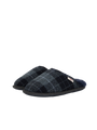 Harris Tweed William Slippers - Navy/Denim Tartan Check