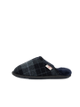 Harris Tweed William Slippers - Navy/Denim Tartan Check