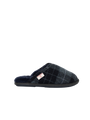 Harris Tweed William Slippers - Navy/Denim Tartan Check