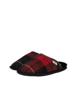 Harris Tweed William Slippers - Red/Black Check