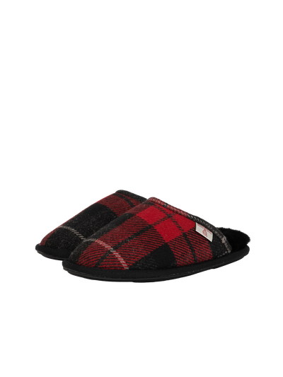 Harris Tweed William Slippers - Red/Black Check