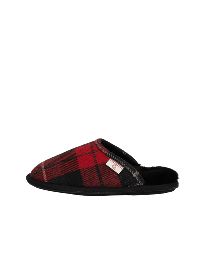 Harris Tweed William Slippers - Red/Black Check