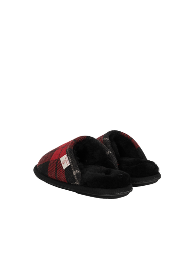 Harris Tweed William Slippers - Red/Black Check